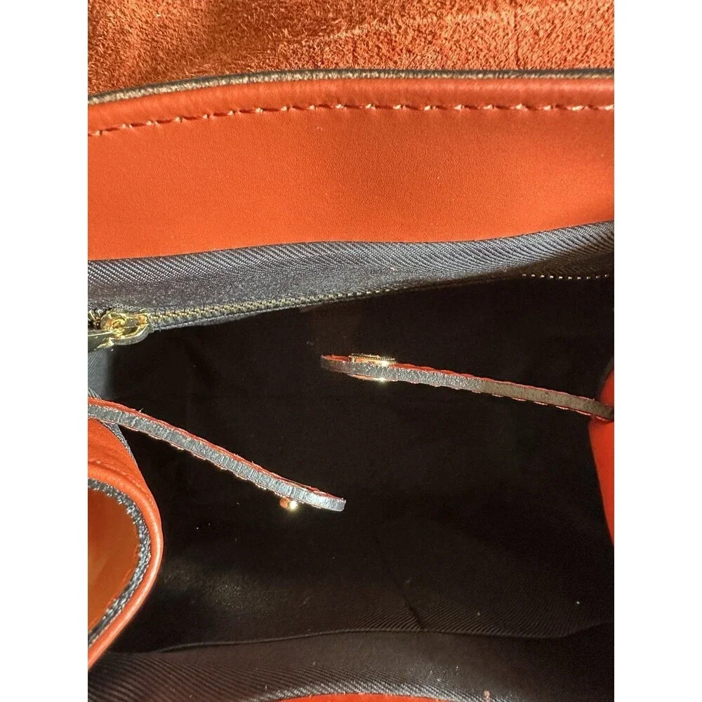 NWT Viola Castellani‎ Papaya Orange Leather Handbag Purse Backpack Convertible
